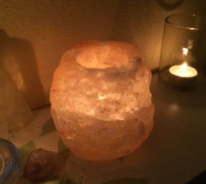 pure pink salt candle holder