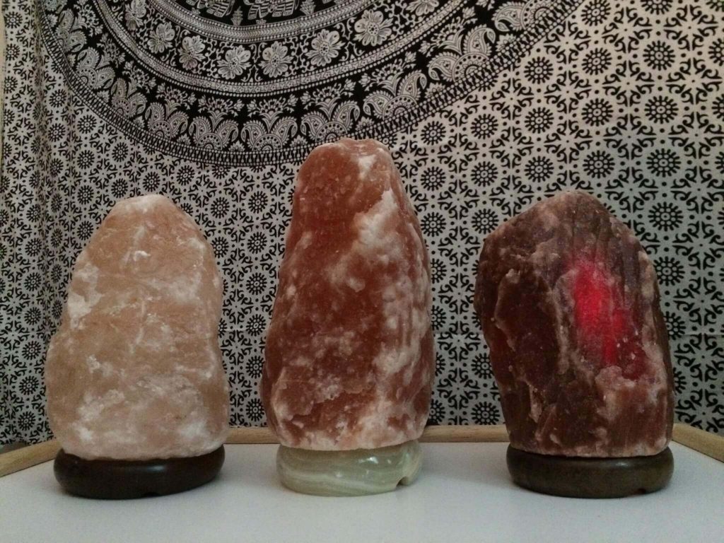 different colors of salt lamps